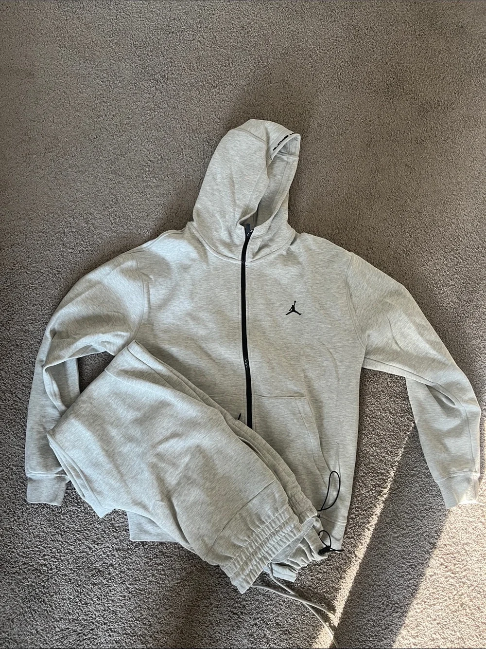 Jordan Men's Light Gray Zip-Up Hoodie and Jogger Set